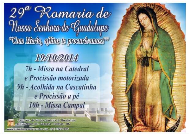 Arquidiocese de Pelotas promove 29ª Romaria de Nossa Senhora de Guadalupe