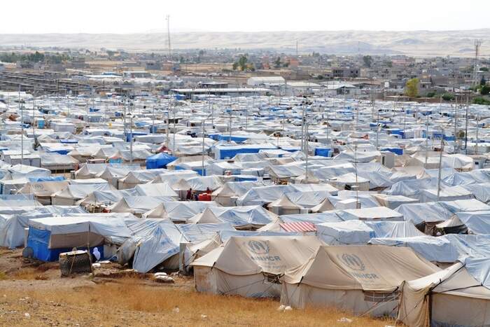 Campo de Kawargosk, em Erbil, no Curdistão iraquiano, que abriga milhares de refugiados sírios.