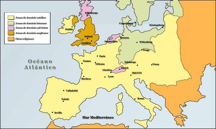 Mapa da expansão do Movimento Protestante