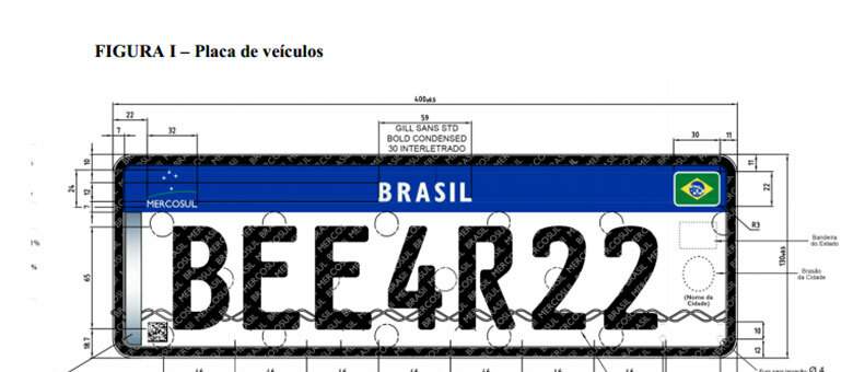 Modelo novo placa Carro