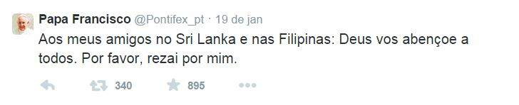 Tweet do Papa Francisco Tweet do Papa Francisco